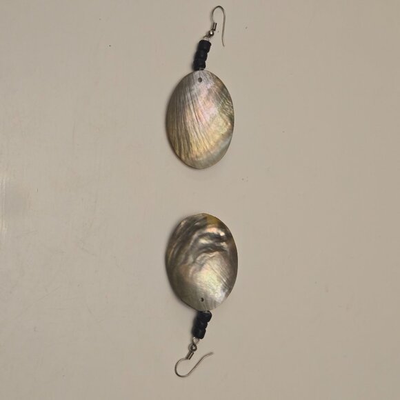 Women's Brown Mother of Pearl Abstract Print Pierced Earrings - Dk Brown - NWOT - Picture 10 of 11